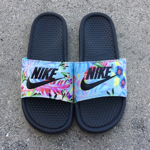 WMNS NIKE BENASSI SLIDES JUST DO IT JDI FLOWERS - Picture 4 of 6